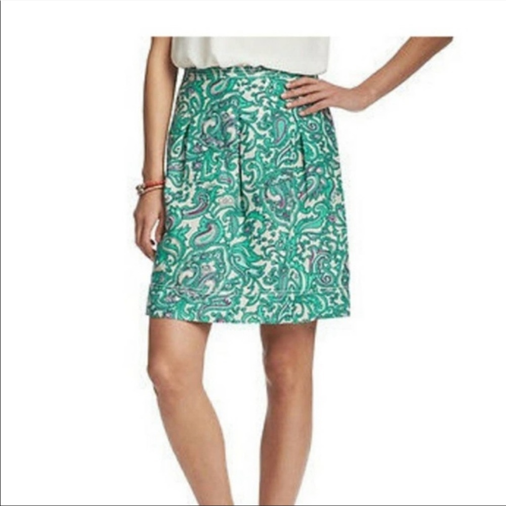 LOFT Ann Taylor 4 Blue Pastel Paisley Linen Mini Skirt - Picture 1 of 9